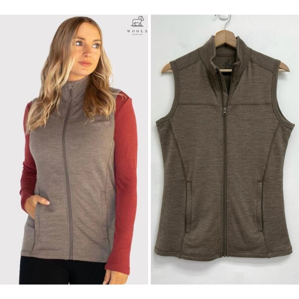 Woolx Blake Merino Blend Zip Front Vest Stretch Lightweight Hiking Outdoors Med